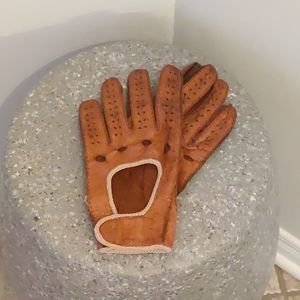 Vintage Brown Leather Driving Gloves Small